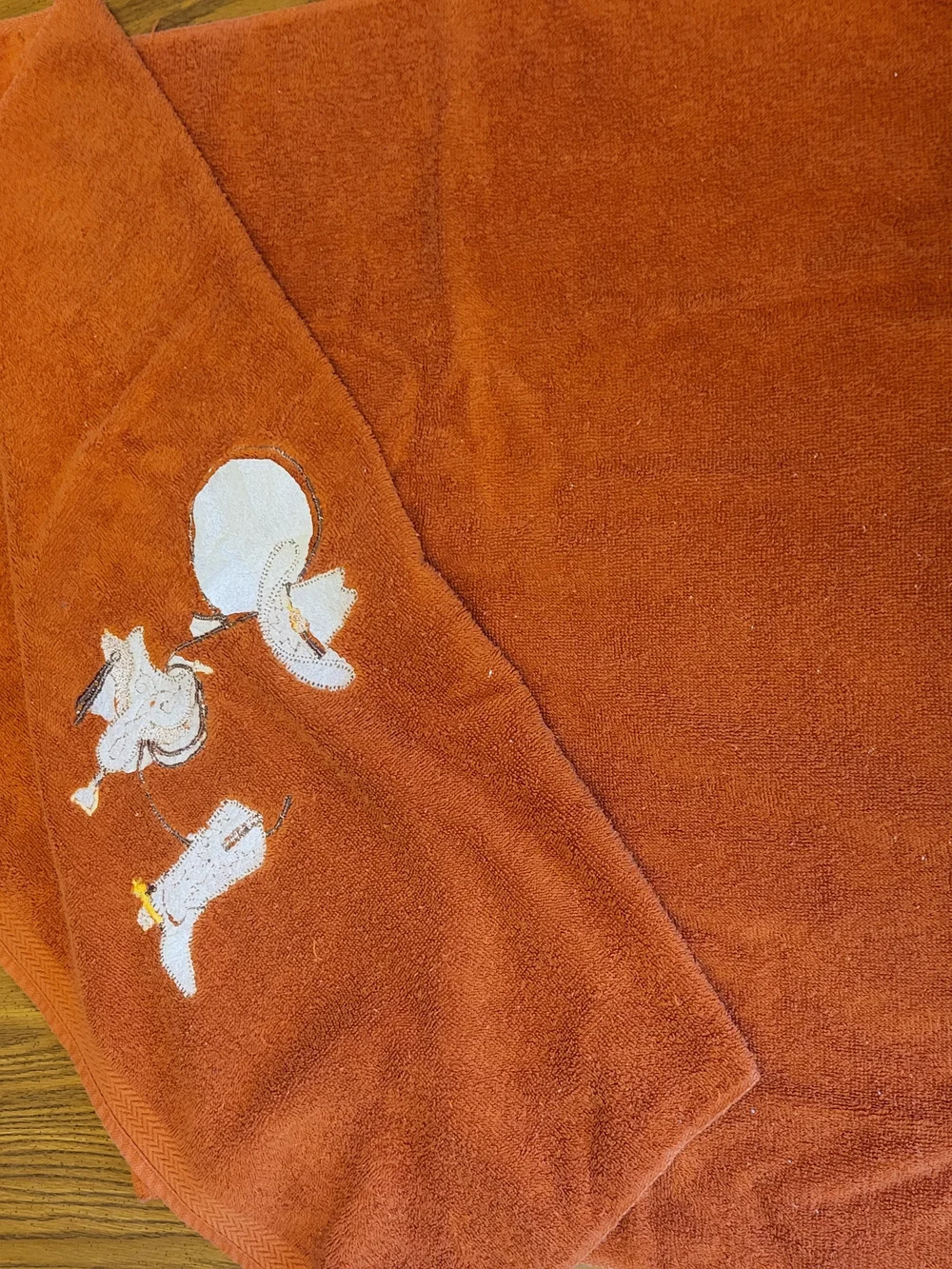 Vintage Western Single Bath Towel Cotton Boots  Made in USA Rust Orange